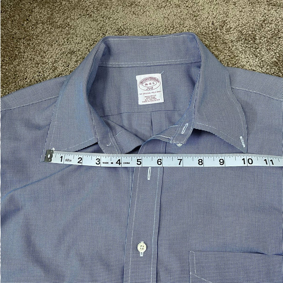 Brooks Brothers Men's Button Down Shirt Blue Non-Iron Slim Fit Size 16 4/5 - Picture 4 of 10